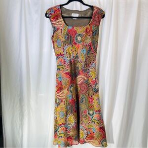 d.w.studio David Warren NY Paisley Dress-Vibrant Boho Chic, Fully Lined (Size/8)